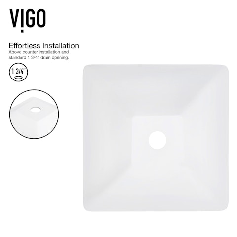 Matte Stone Hibiscus Composite Square Vessel Bathroom Sink in White with Linus Faucet and Pop-Up Drain - image 5 - other