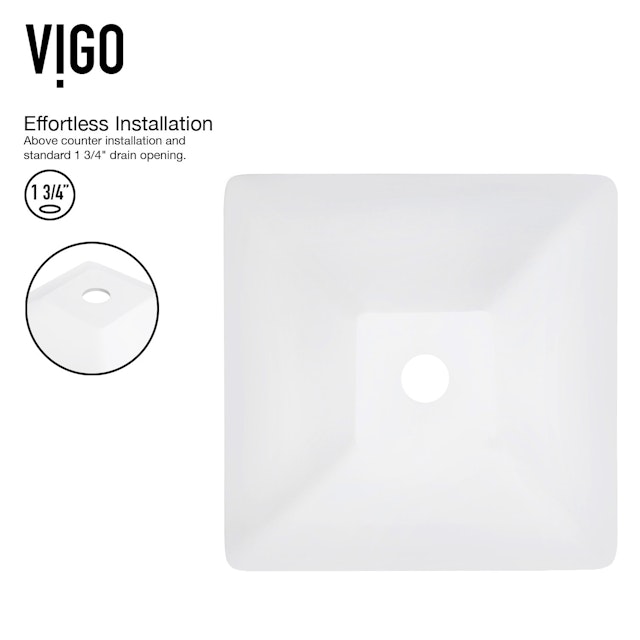 Matte Stone Hibiscus Composite Square Vessel Bathroom Sink in White with Linus Faucet and Pop-Up Drain - image 5 - other