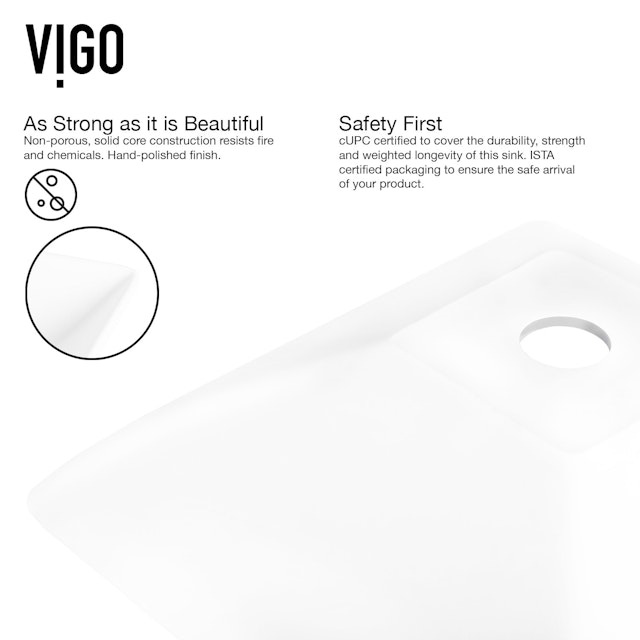 Matte Stone Hibiscus Composite Square Vessel Bathroom Sink in White with Linus Faucet and Pop-Up Drain - image 6 - other