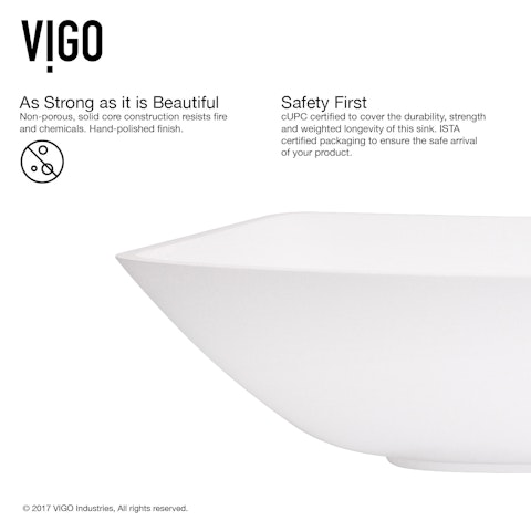 Matte Stone Hyacinth Composite Square Vessel Bathroom Sink in White with Niko Faucet and Pop-Up Drain - image 6 - other