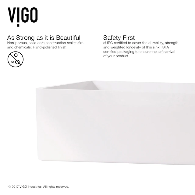 Matte Stone Magnolia Composite Rectangular Vessel Bathroom Sink in White with Faucet and Pop-Up Drain - angle 6 - other