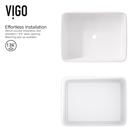 Matte Stone Jasmine Composite Rectangular Vessel Bathroom Sink in White with Lexington Faucet and Pop-Up Drain - image 5 - other