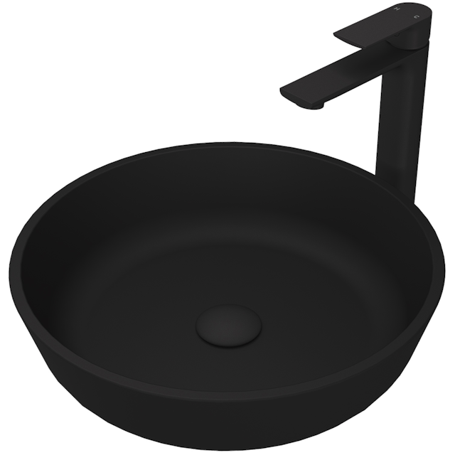 Matte Shell Modus Glass Round Vessel Bathroom Sink in Black with Norfolk Faucet and Pop-Up Drain - image 1 - other