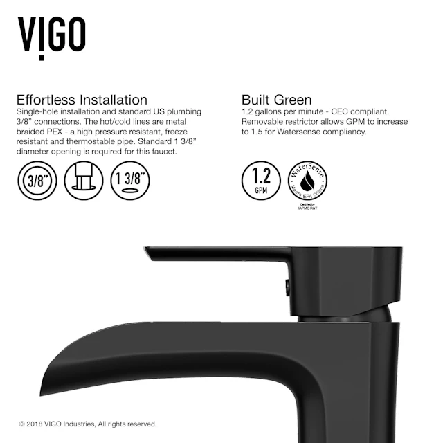 Matte Shell Sottile Glass Rectangular Vessel Bathroom Sink in Black with Niko Faucet and Pop-Up Drain - angle 8 - other