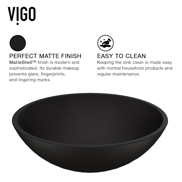 Matte Shell Cavalli Glass Round Vessel Bathroom Sink in Black with Duris Faucet and Pop-Up Drain - image 6 - other