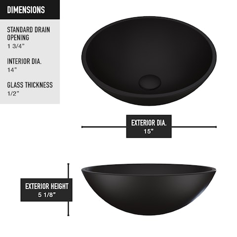 Matte Shell Cavalli Glass Round Vessel Bathroom Sink in Black with Duris Faucet and Pop-Up Drain - image 7 - other