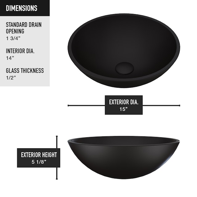 Matte Shell Cavalli Glass Round Vessel Bathroom Sink in Black with Duris Faucet and Pop-Up Drain - image 7 - other