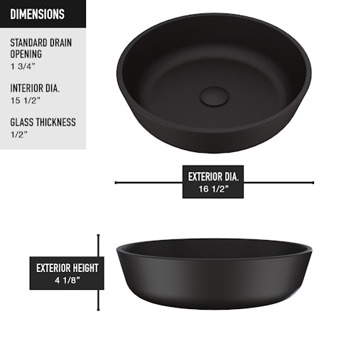Matte Shell Modus Glass Round Vessel Bathroom Sink in Black with Linus Faucet and Pop-Up Drain - image 7 - other