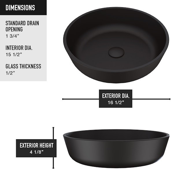 Matte Shell Modus Glass Round Vessel Bathroom Sink in Black with Linus Faucet and Pop-Up Drain - image 7 - other