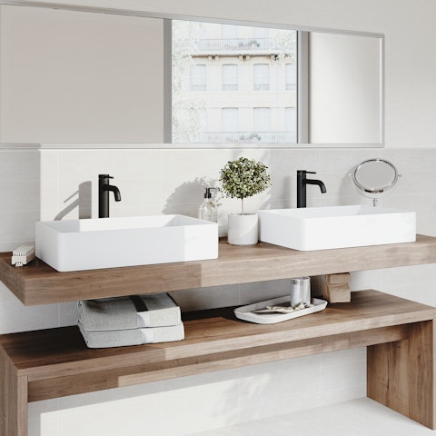 Matte Stone Magnolia Composite Rectangular Vessel Bathroom Sink in White with Faucet and Pop-Up Drain - image 2 - other