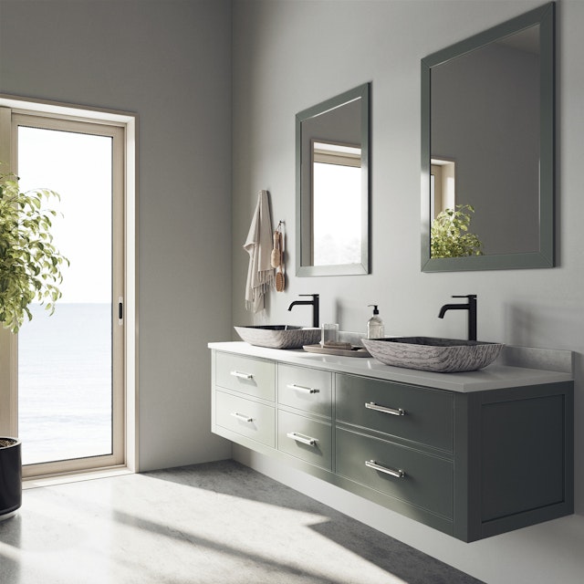 Glass Rectangular Vessel Bathroom Sink in Titanium Gray with Lexington Faucet and Pop-Up Drain - image 2 - other