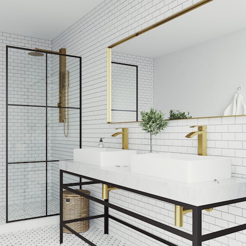 Matte Stone Magnolia Composite Rectangular Vessel Bathroom Sink in White with Faucet and Pop-Up Drain in Matte Gold - image 2 - other