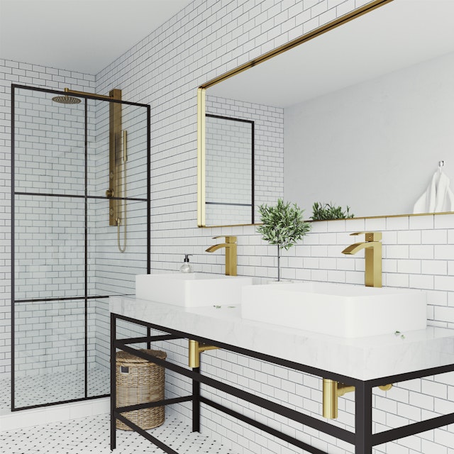 Matte Stone Magnolia Composite Rectangular Vessel Bathroom Sink in White with Faucet and Pop-Up Drain in Matte Gold - image 2 - other