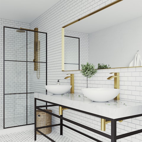 Matte Stone Lotus Composite Round Vessel Bathroom Sink in White with Duris Faucet and Pop-Up Drain in Matte Gold - image 2 - other