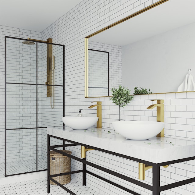 Matte Stone Lotus Composite Round Vessel Bathroom Sink in White with Duris Faucet and Pop-Up Drain in Matte Gold - image 2 - other