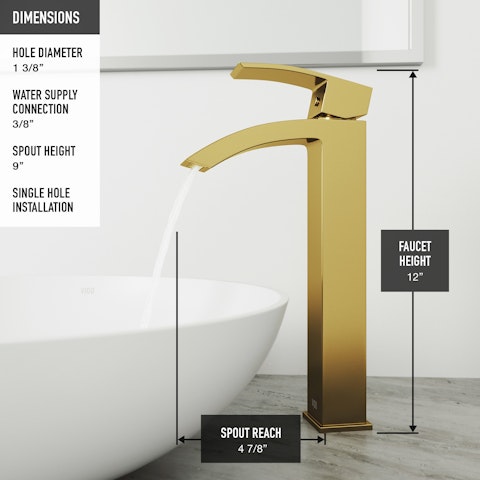 Matte Stone Vinca Composite Rectangular Vessel Bathroom Sink in White with Duris Faucet and Pop-Up Drain in Matte Gold - image 11 - other