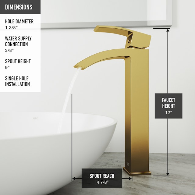 Matte Stone Vinca Composite Rectangular Vessel Bathroom Sink in White with Duris Faucet and Pop-Up Drain in Matte Gold - image 11 - other