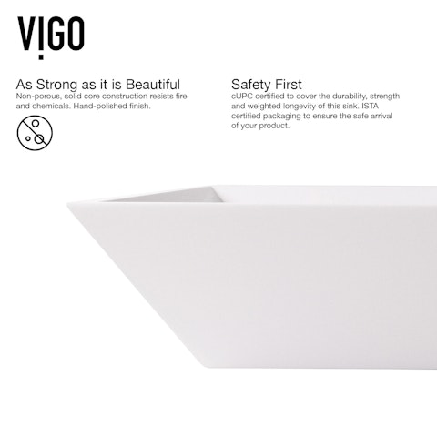 Matte Stone Vinca Composite Rectangular Vessel Bathroom Sink in White with Duris Faucet and Pop-Up Drain in Matte Gold - image 6 - other