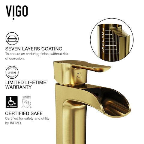 Glass Rectangular Vessel Bathroom Sink in Onyx Gray with Niko Faucet and Pop-Up Drain in Matte Gold - image 10 - other