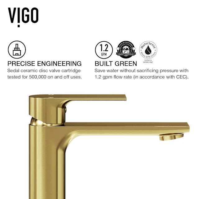 Glass Rectangular Vessel Bathroom Sink in Gold with Norfolk Faucet and Pop-Up Drain in Matte Gold - angle 11 - other