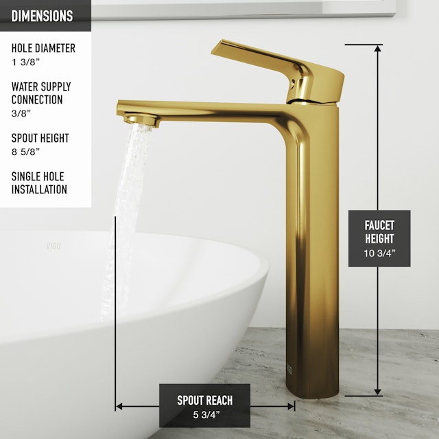 Glass Rectangular Vessel Bathroom Sink in Gold with Norfolk Faucet and Pop-Up Drain in Matte Gold - image 9 - other