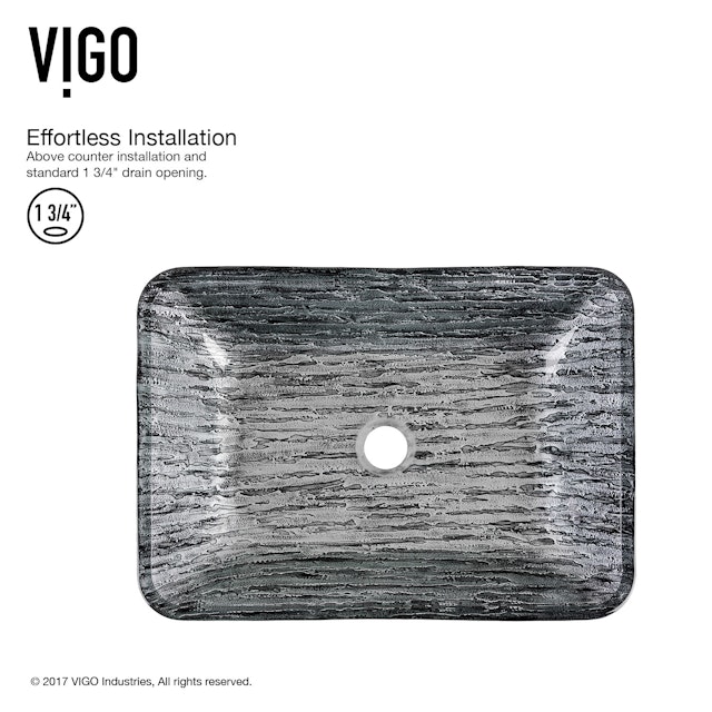 Glass Rectangular Vessel Bathroom Sink in Titanium Gray with Duris Faucet and Pop-Up Drain - image 5 - other