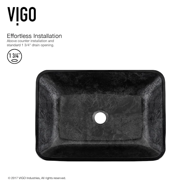 Glass Rectangular Vessel Bathroom Sink in Onyx Gray with Linus Faucet and Pop-Up Drain - angle 3 - other