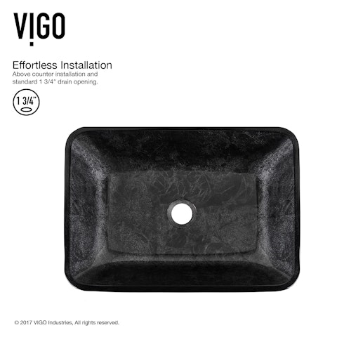 Glass Rectangular Vessel Bathroom Sink in Onyx Gray with Linus Faucet and Pop-Up Drain - image 3 - other