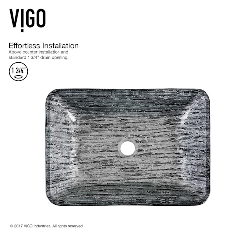 Glass Rectangular Vessel Bathroom Sink in Titanium Gray with Niko Faucet and Pop-Up Drain - image 3 - other