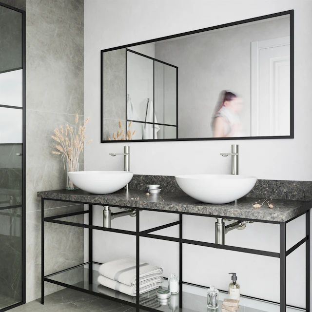 Matte Stone Lotus Composite Round Vessel Bathroom Sink in White with Gotham Faucet and Pop-Up Drain - angle 2 - other