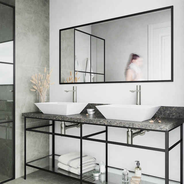 Matte Stone Vinca Composite Rectangular Vessel Bathroom Sink in White with Faucet and Pop-Up Drain - angle 2 - other