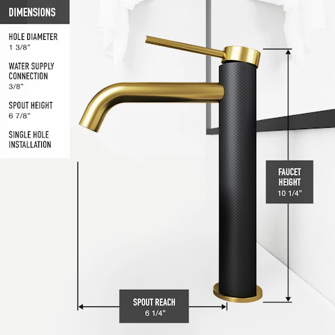 Matte Shell Hadyn Glass Rectangular Vessel Bathroom Sink in Black with Lexington Faucet and Pop-Up Drain in Matte Gold - image 10 - other