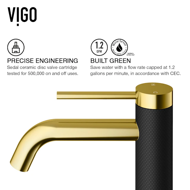 Matte Shell Hadyn Glass Rectangular Vessel Bathroom Sink in Black with Lexington Faucet and Pop-Up Drain in Matte Gold - angle 8 - other