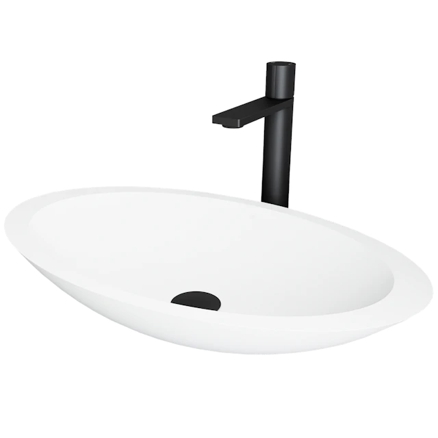 Glass Rectangular Vessel Bathroom Sink in Onyx Gray with Lexington Faucet and Pop-Up Drain in Matte Gold - angle 1 - other