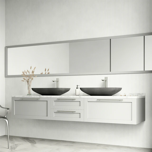 Concreto Stone 22 in. Rectangular Vessel Bathroom Sink in Gray with Gotham Faucet and Pop-Up Drain - angle 2 - other