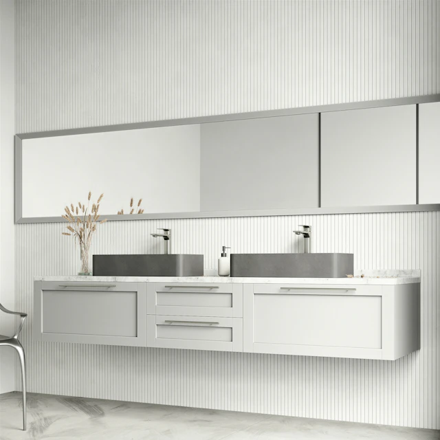 Concreto Stone 24 in. Rectangular Vessel Bathroom Sink in Gray with Norfolk Faucet and Pop-Up Drain - angle 2 - other