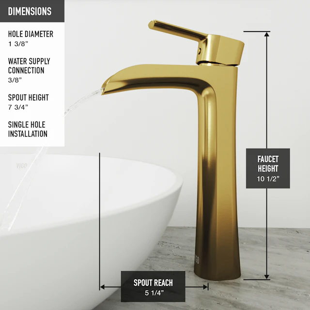 Concreto Stone Concrete Round Vessel Bathroom Sink in Gray with Niko Faucet and Pop-Up Drain in Matte Gold - angle 10 - other