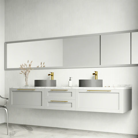 Concreto Stone Concrete Round Vessel Bathroom Sink in Gray with Niko Faucet and Pop-Up Drain in Matte Gold - image 2 - other