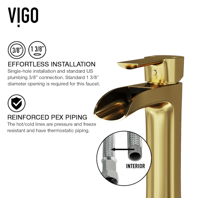 Concreto Stone Concrete Round Vessel Bathroom Sink in Gray with Niko Faucet and Pop-Up Drain in Matte Gold - angle 9 - other