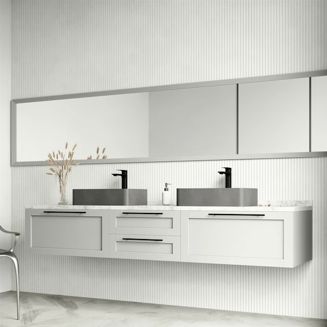 Concreto Stone 20 in. Rectangular Vessel Bathroom Sink in Gray with Norfolk Faucet and Pop-Up Drain - angle 2 - other