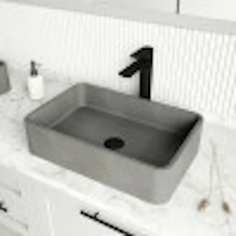 Concreto Stone 20 in. Rectangular Vessel Bathroom Sink in Gray with Norfolk Faucet and Pop-Up Drain - image 3 - other