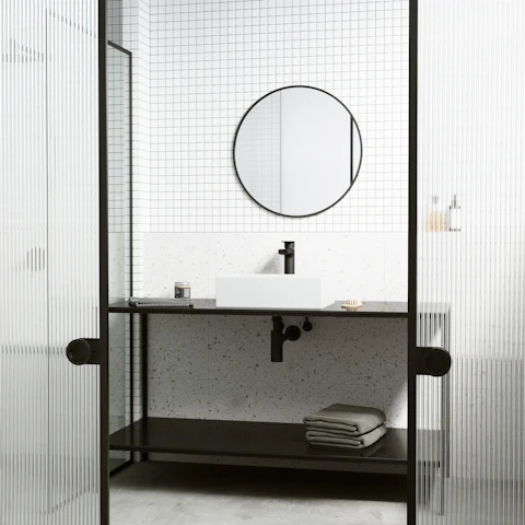 Matte Stone Montauk Composite Rectangular Vessel Bathroom Sink in White with Amada Faucet and Drain - image 2 - other