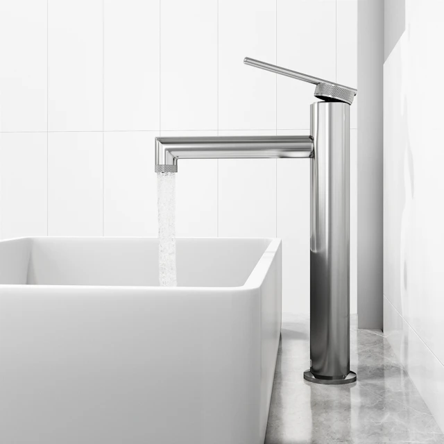 Matte Stone Magnolia Composite Rectangular Vessel Bathroom Sink in White with Sterling Faucet and Pop-Up Drain - angle 3 - other