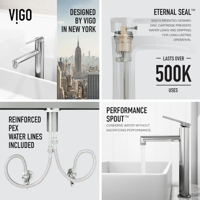 Matte Stone Magnolia Composite Rectangular Vessel Bathroom Sink in White with Sterling Faucet and Pop-Up Drain - angle 9 - other