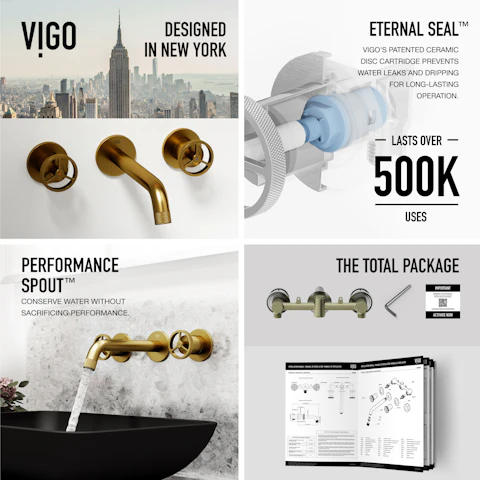 Matte Shell Sottile Glass Rectangular Vessel Bathroom Sink in Black with Wall-Mount Faucet and Drain in Matte Gold - image 6 - other