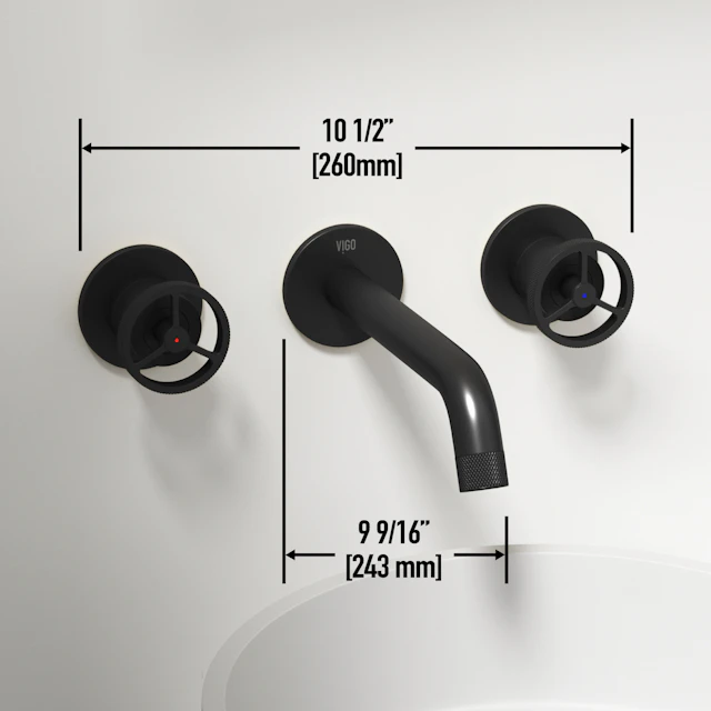 Matte Stone Anvil Composite Round Vessel Bathroom Sink in White with Wall-Mount Faucet and Pop-Up Drain - angle 13 - other