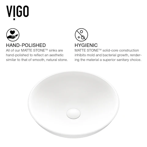 Matte Stone Lotus Composite Round Vessel Bathroom Sink in White with Wall-Mount Faucet and Drain - image 6 - other