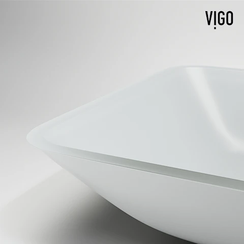 Matte Shell Sottlie Glass Rectangular Vessel Bathroom Sink in White with Niko Faucet and Pop-up Drain - image 6 - other