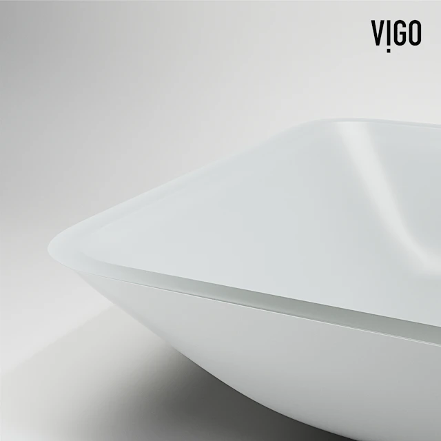 Matte Shell Sottlie Glass Rectangular Vessel Bathroom Sink in White with Amada Faucet and Pop-up Drain in Matte Gold - image 6 - other