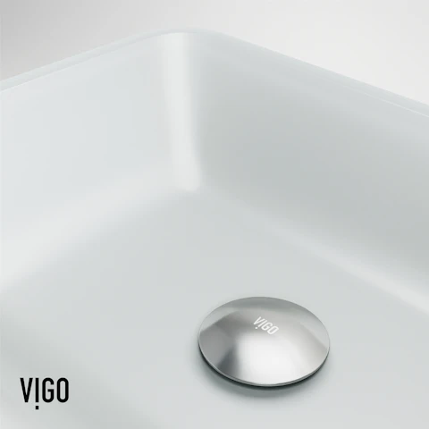 Matte Shell Sottlie Glass Rectangular Vessel Bathroom Sink in White with Amada Faucet and Pop-up Drain in Matte Gold - image 8 - other